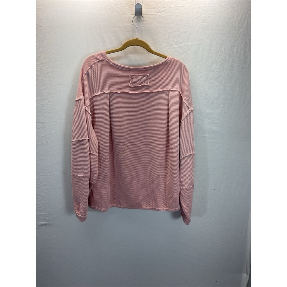 We The Free Sweatshirt Size S Pink Distressed ovrsize Rib Texture Loose Fit - Picture 2 of 12
